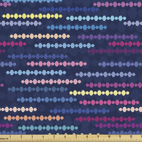 Ambesonne Colorful Fabric by the Yard Upholstery, Abstract Circle Design, 1 Yard, Multicolor