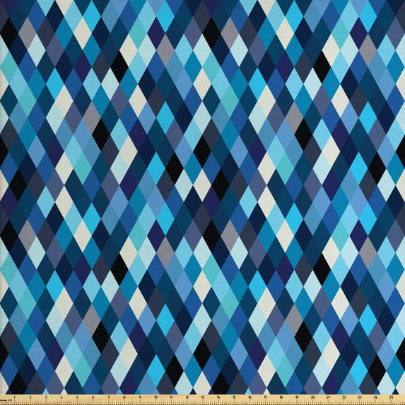 Ambesonne Colorful Fabric by the Yard Upholstery, Blue Toned Hexagons, 3 Yards, Multicolor