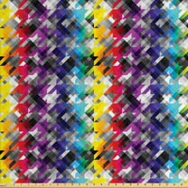 Ambesonne Colorful Fabric by the Yard Upholstery, Diagonal Houndstooth, 3 Yards, Multicolor