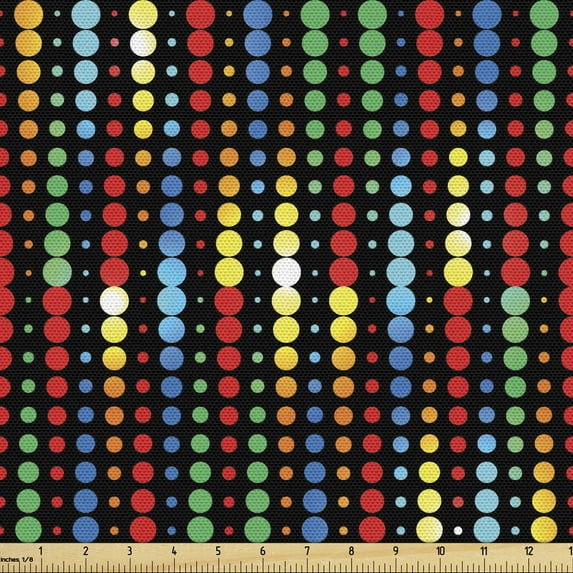 Ambesonne Colorful Fabric by the Yard Upholstery, Halftone Pattern Motif, 1 Yard, Multicolor