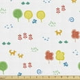 thumbnail image 1 of Ambesonne Colorful Fabric by the Yard Upholstery, Pastel Forest Rabbits Fox, 3 Yards, White Multicolor, 1 of 5