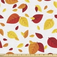 thumbnail image 1 of Ambesonne Colorful Fabric by the Yard Upholstery, Seasonal Fall Leaves, 1 Yard, Red Orange Yellow, 1 of 5