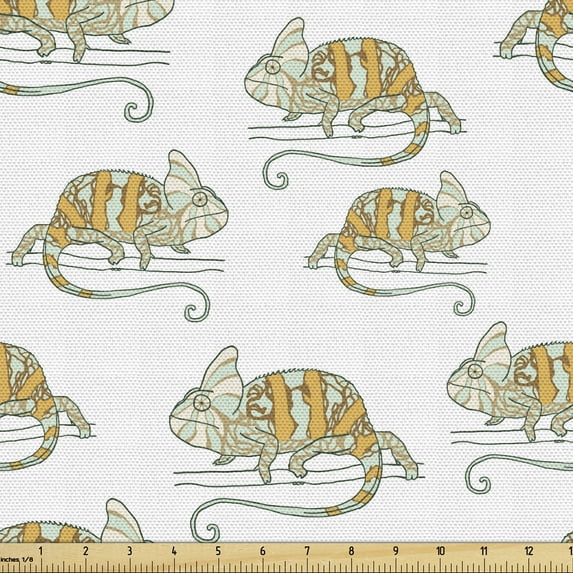 Ambesonne Colorful Fabric by the Yard Upholstery, Wild Chameleon Lizard, 1 Yard, Multicolor