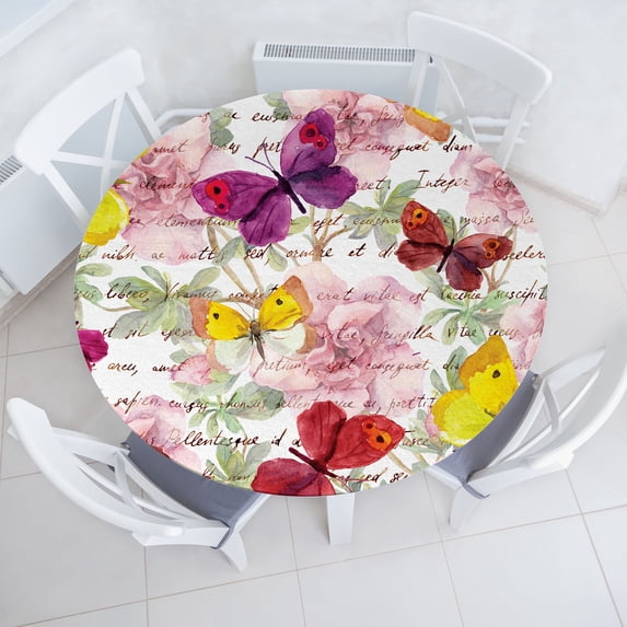 Ambesonne Colorful Fitted Round Tablecloth, Love Letters Romantic, 36"- 40" Diameter, Multicolor