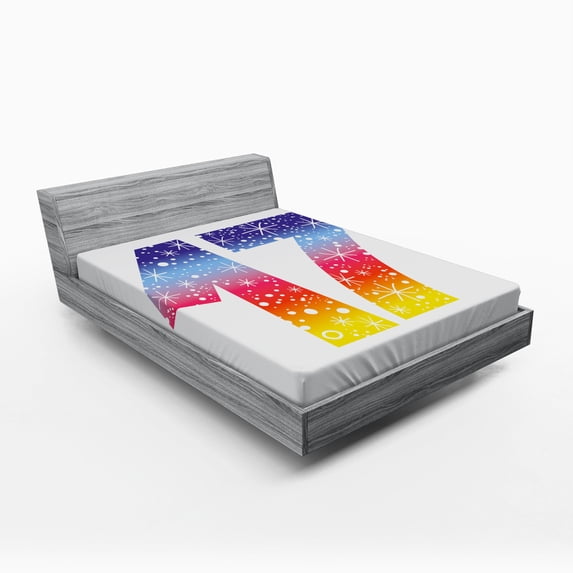 Ambesonne Colorful Fitted Sheet, 17 Party, Full Size, Multicolor