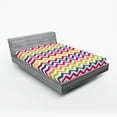 thumbnail image 1 of Ambesonne Colorful Fitted Sheet 2 Pcs Set, Rainbow Chevron Fun, King, Multicolor, 1 of 3