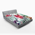 thumbnail image 1 of Ambesonne Colorful Fitted Sheet 2 Pcs Set, Tropical Orchids, Queen, Multicolor, 1 of 3