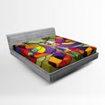 thumbnail image 1 of Ambesonne Colorful Fitted Sheet, Abstract Butterfly Art, Queen Size, Multicolor, 1 of 3