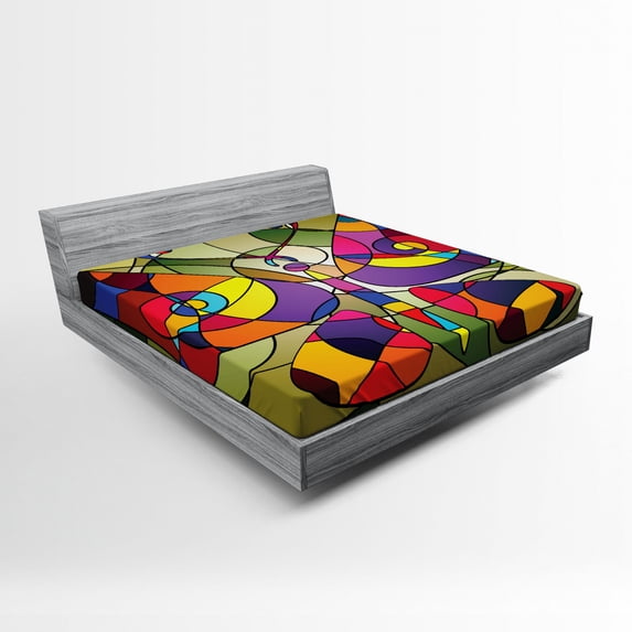 Ambesonne Colorful Fitted Sheet, Abstract Butterfly Art, Queen Size, Multicolor