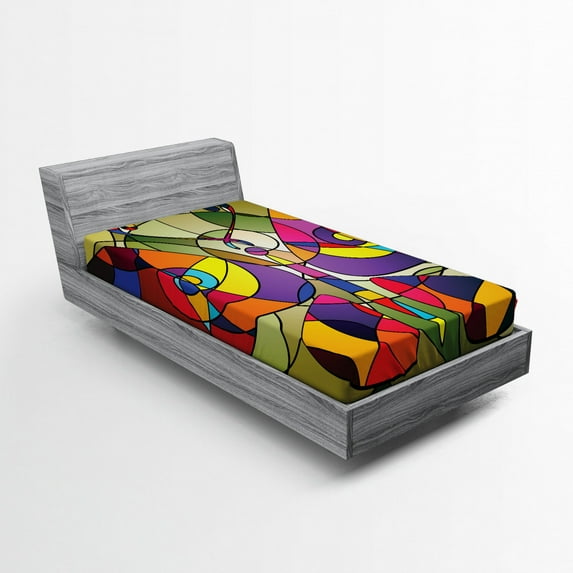 Ambesonne Colorful Fitted Sheet, Abstract Butterfly Art, Twin Size, Multicolor