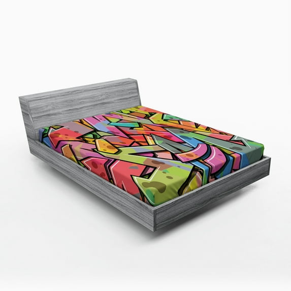 Ambesonne Colorful Fitted Sheet, Abstract Grunge Arrows, Full Size, Multicolor