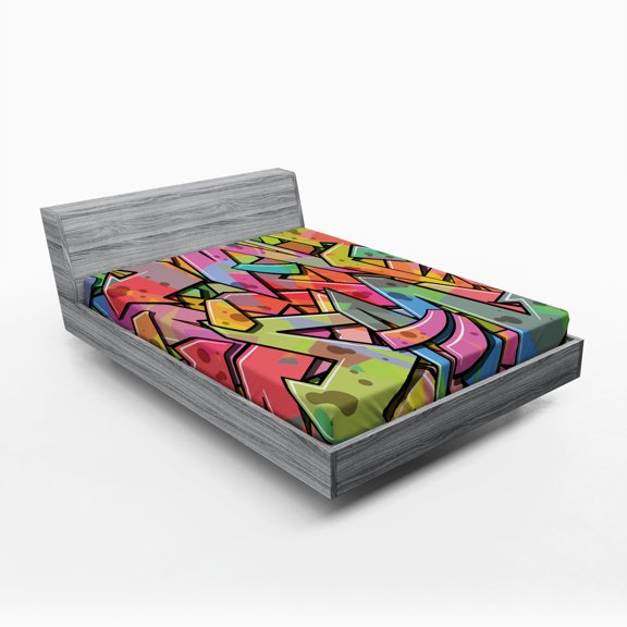 Ambesonne Colorful Fitted Sheet, Abstract Grunge Arrows, Queen Size, Multicolor