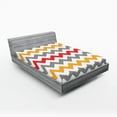thumbnail image 1 of Ambesonne Colorful Fitted Sheet, Abstract Retro Chevron, Queen Size, Grey Marigold Red, 1 of 2