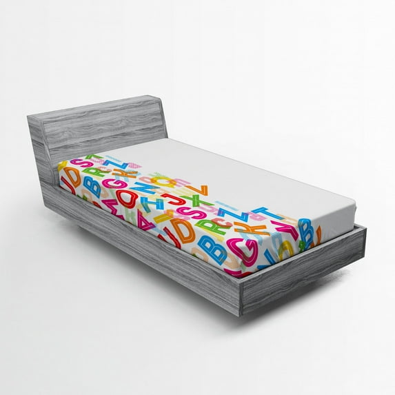 Ambesonne Colorful Fitted Sheet, Alphabet Lettering, Twin XL Size, Multicolor