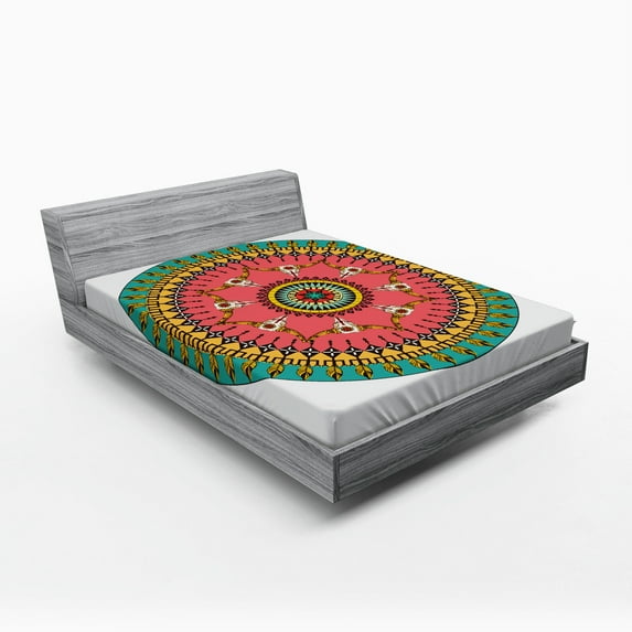 Ambesonne Colorful Fitted Sheet, American Bull, Full Size, Multicolor