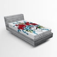 thumbnail image 1 of Ambesonne Colorful Fitted Sheet, Anchor Bones Skeleton, Twin XL Size, Red Blue Sand Brown, 1 of 2