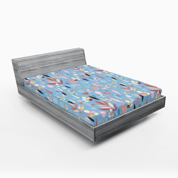 Ambesonne Colorful Fitted Sheet, Autumn Leaves Garden, Queen Size, Multicolor