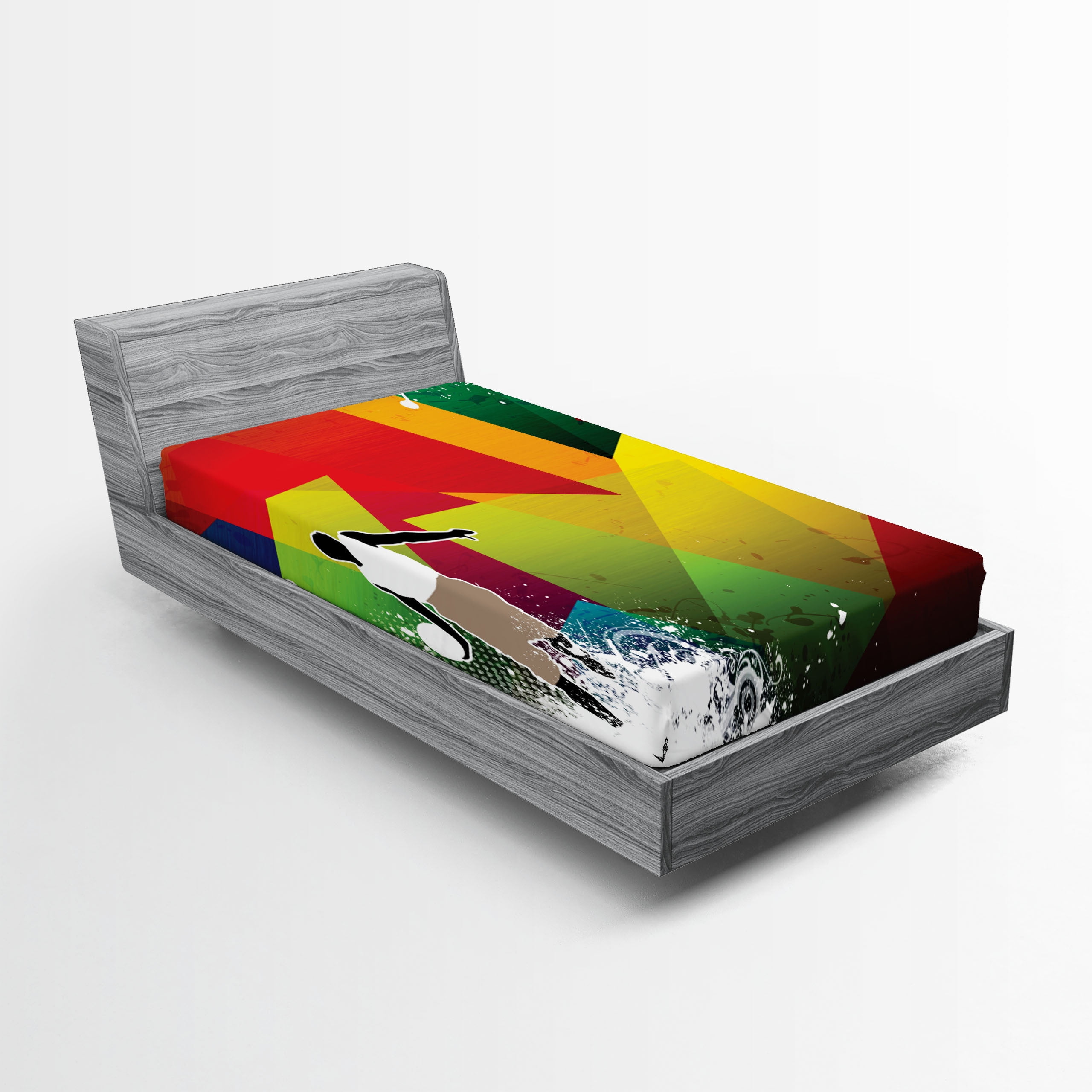 Colorful Basketball Print Twin XL Microfiber Fitted Sheet