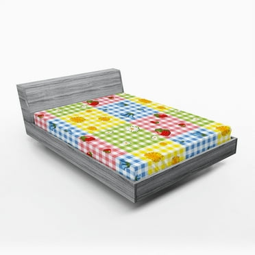 Ambesonne Colorful Fitted Sheet, Berries Flowers Picnic, Full Size, Multicolor