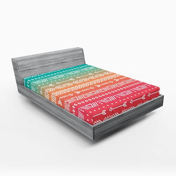 Ambesonne Colorful Fitted Sheet, Bohemian Native Arrow, Queen Size, Multicolor