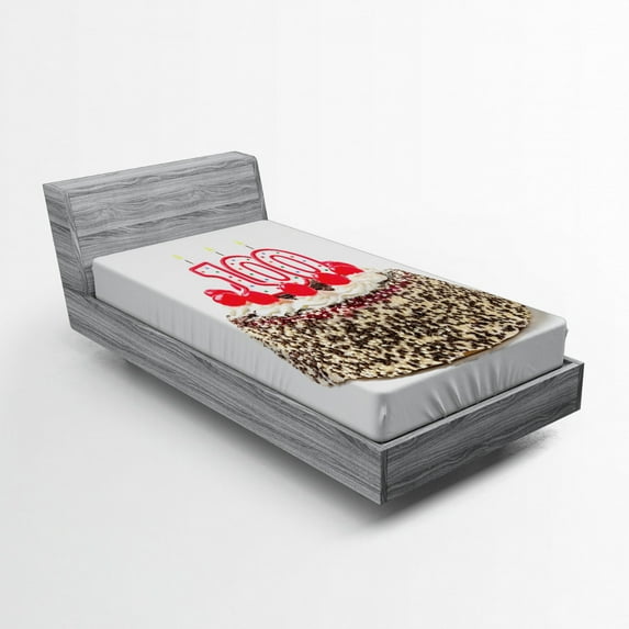 Ambesonne Colorful Fitted Sheet, Cake and Candles, Twin Size, Multicolor