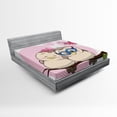 thumbnail image 1 of Ambesonne Colorful Fitted Sheet, Cartoon Birds Valnetine, Queen Size, Pale Pink Beige Taupe, 1 of 2