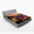 thumbnail image 1 of Ambesonne Colorful Fitted Sheet, Cityscape of Lisbon, Full Size, Brown, 1 of 2