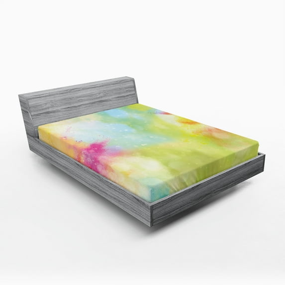 Ambesonne Colorful Fitted Sheet, Cloudy Milky Way Boho, Queen Size, Multicolor