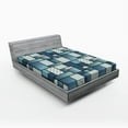 thumbnail image 1 of Ambesonne Colorful Fitted Sheet, Denim Sewings, Queen Size, Pale Blue Blue, 1 of 3