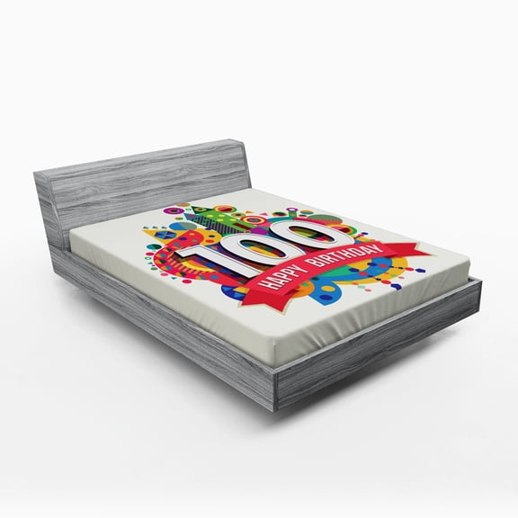 Ambesonne Colorful Fitted Sheet, Digital Print Shapes, Full Size, Multicolor