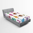 thumbnail image 1 of Ambesonne Colorful Fitted Sheet, Dinosaurs Extinction, Twin Size, Multicolor, 1 of 2
