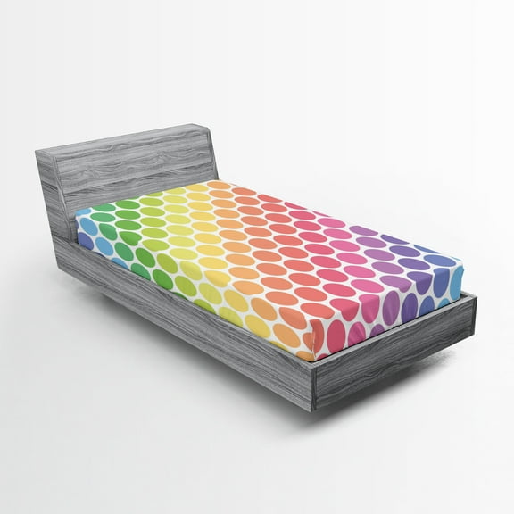 Ambesonne Colorful Fitted Sheet, Eternal Shapes Retro, Twin XL Size, Multicolor