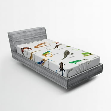 Ambesonne Colorful Fitted Sheet, Exotic Lizard Reptiles, Twin Size, Multicolor