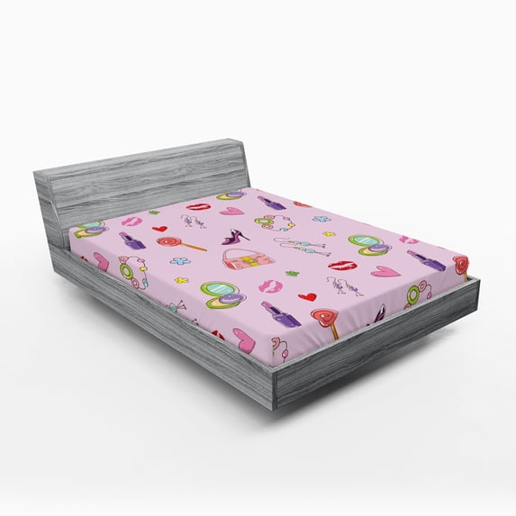 Ambesonne Colorful Fitted Sheet, Flora Fashion Lollipop, Queen Size, Multicolor