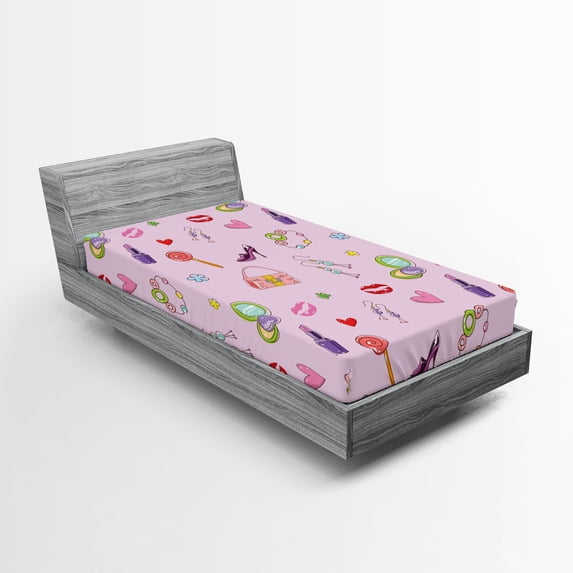 Ambesonne Colorful Fitted Sheet, Flora Fashion Lollipop, Twin XL Size, Multicolor