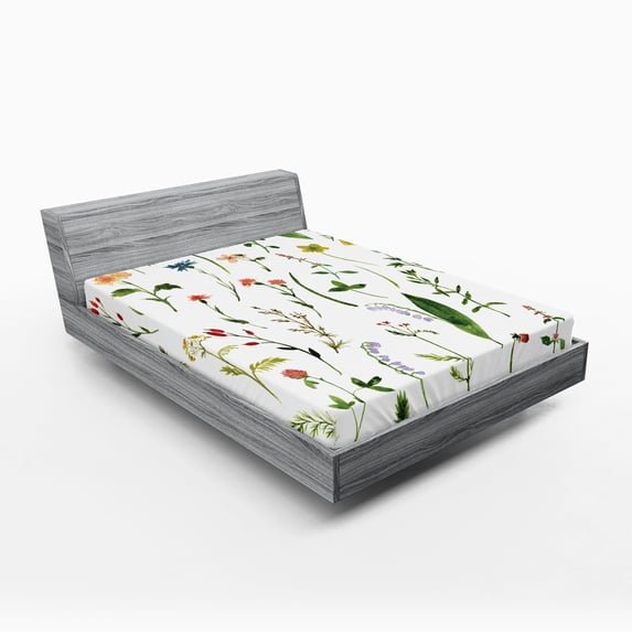 Ambesonne Colorful Fitted Sheet, Flowers s, Queen Size, Multicolor
