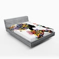 thumbnail image 1 of Ambesonne Colorful Fitted Sheet, Flowers with Butterfly, Queen Size, Multicolor, 1 of 3