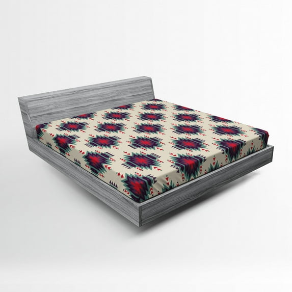 Ambesonne Colorful Fitted Sheet, Folk Mystic, Full Size, Multicolor