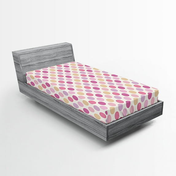 Ambesonne Colorful Fitted Sheet, Geometric Dots Circles, Twin Size, Multicolor
