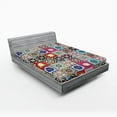 thumbnail image 1 of Ambesonne Colorful Fitted Sheet, Geometric Mosaic Tiles, Queen Size, Multicolor, 1 of 3