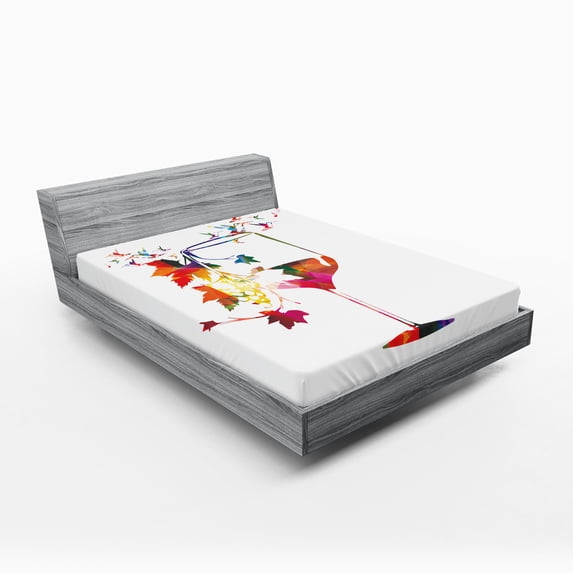 Ambesonne Colorful Fitted Sheet, Glass Bird Vines, Full Size, Multicolor