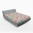 thumbnail image 1 of Ambesonne Colorful Fitted Sheet, Halloween Theme Skull, Queen Size, Multicolor, 1 of 2
