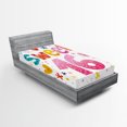 thumbnail image 1 of Ambesonne Colorful Fitted Sheet, Hearts Flowers, Twin XL Size, Multicolor, 1 of 2