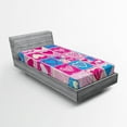 thumbnail image 1 of Ambesonne Colorful Fitted Sheet, Hearts in Square Shape, Twin Size, Blue Ivory Pink, 1 of 2