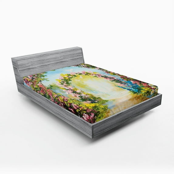 Ambesonne Colorful Fitted Sheet, Hot Summer Boho Park, Full Size, Multicolor