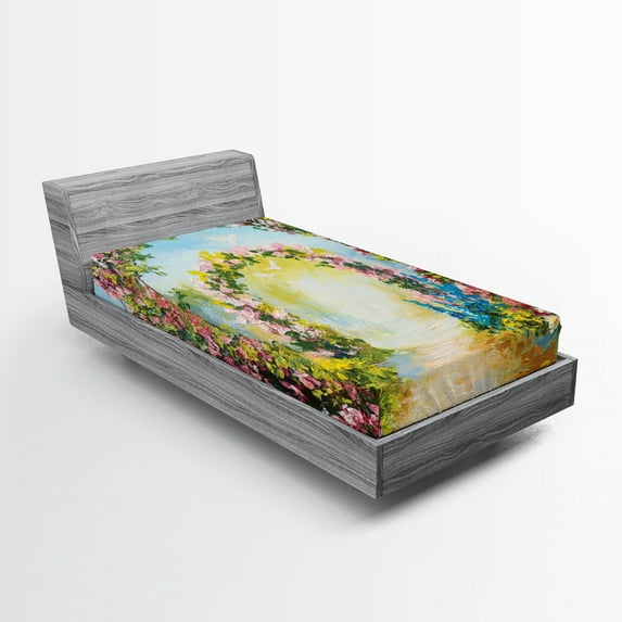 Ambesonne Colorful Fitted Sheet, Hot Summer Boho Park, Twin XL Size, Multicolor