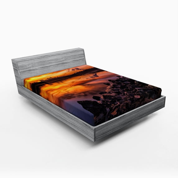 Ambesonne Colorful Fitted Sheet, Kansas City Scenery, Queen Size, Multicolor