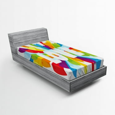 Ambesonne Colorful Fitted Sheet, Love Burst Gay LGBT, Twin Size, Multicolor