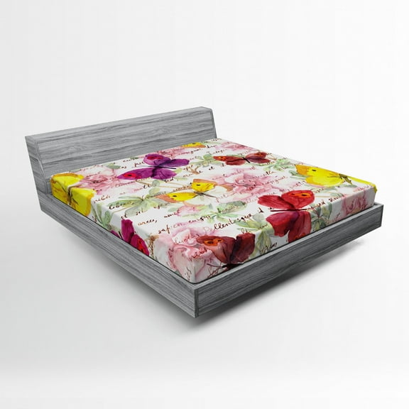 Ambesonne Colorful Fitted Sheet, Love Letters Romantic, Queen Size, Multicolor