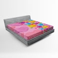 thumbnail image 1 of Ambesonne Colorful Fitted Sheet, Love Romantic Hearts, Full Size, Multicolor, 1 of 2